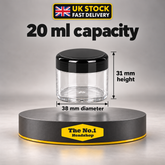20ml Clear Sample Jar with Black Screw Lid