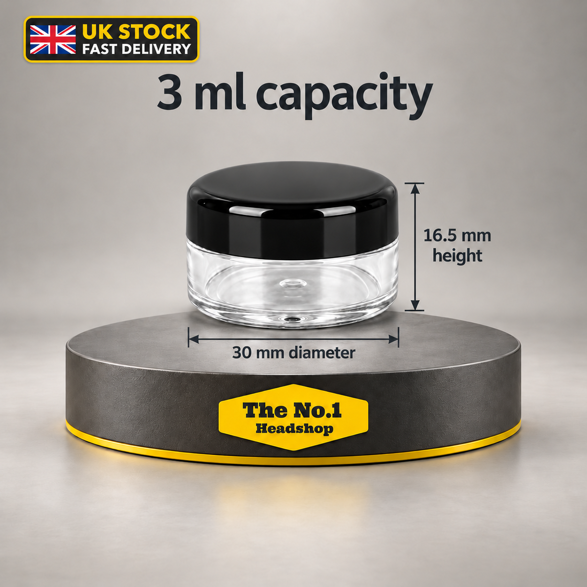 3ml Clear Sample Jar with Black Screw Lid