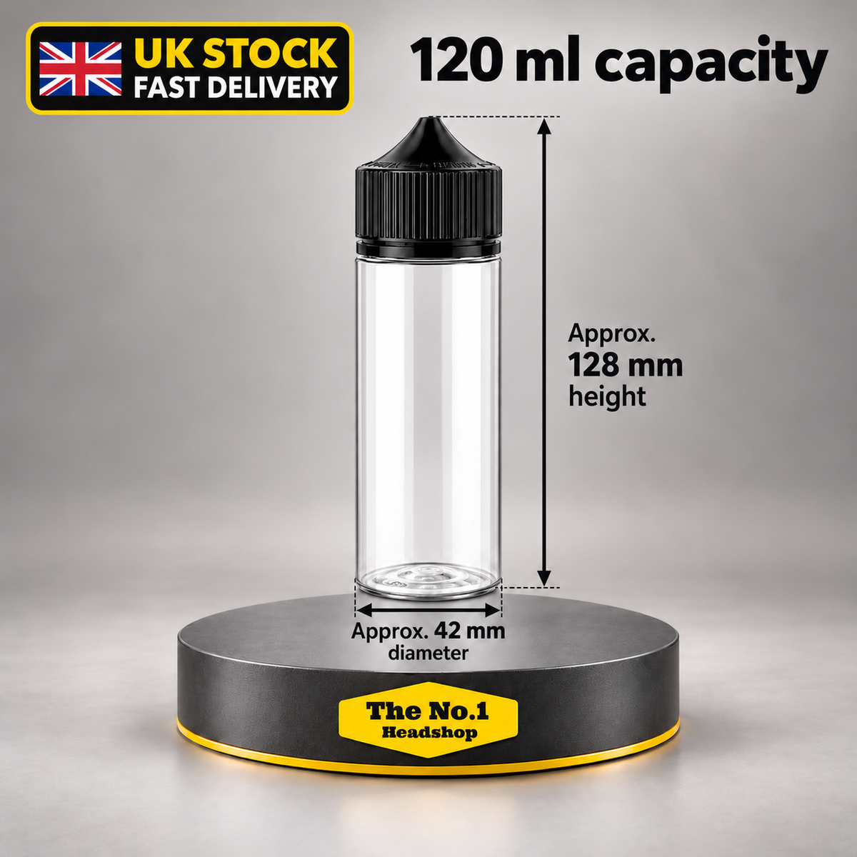 120ml Clear PET Liquid Dropper Bottle with Black Cap