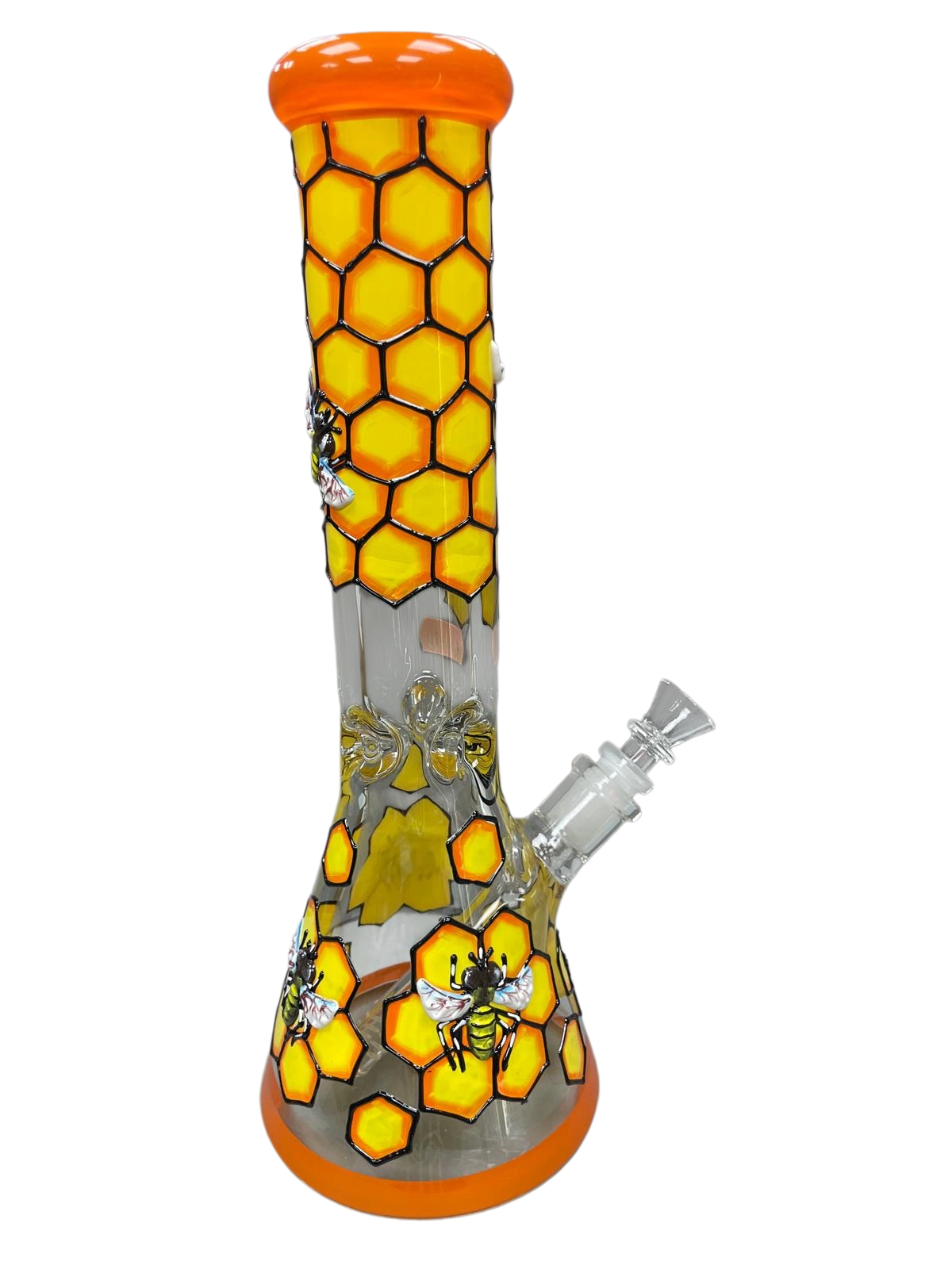 13.5" Honeybee Glass Water Pipe – Heavy Tube