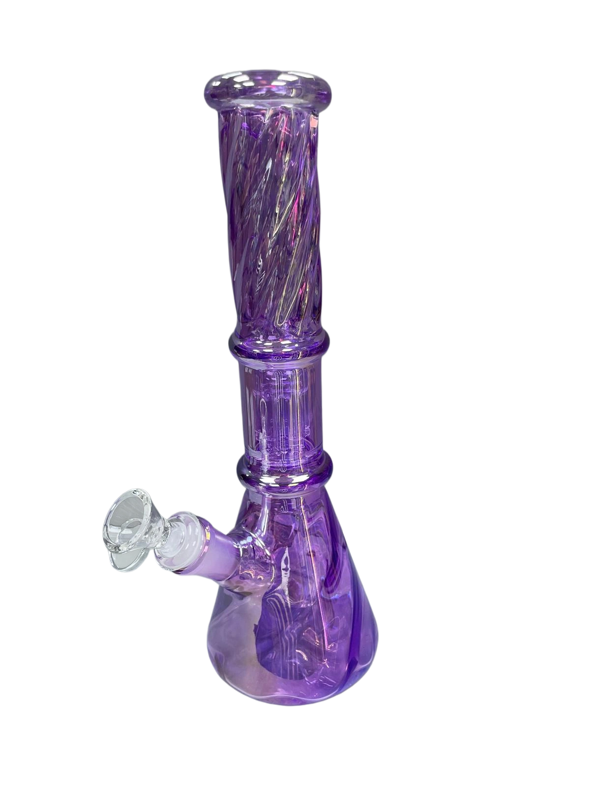 10" Holographic Rainbow Spiral Tube Bong with 6-Arm Tree Perc