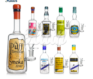 9.5" Liquor Bottle Style Glass Water Pipe