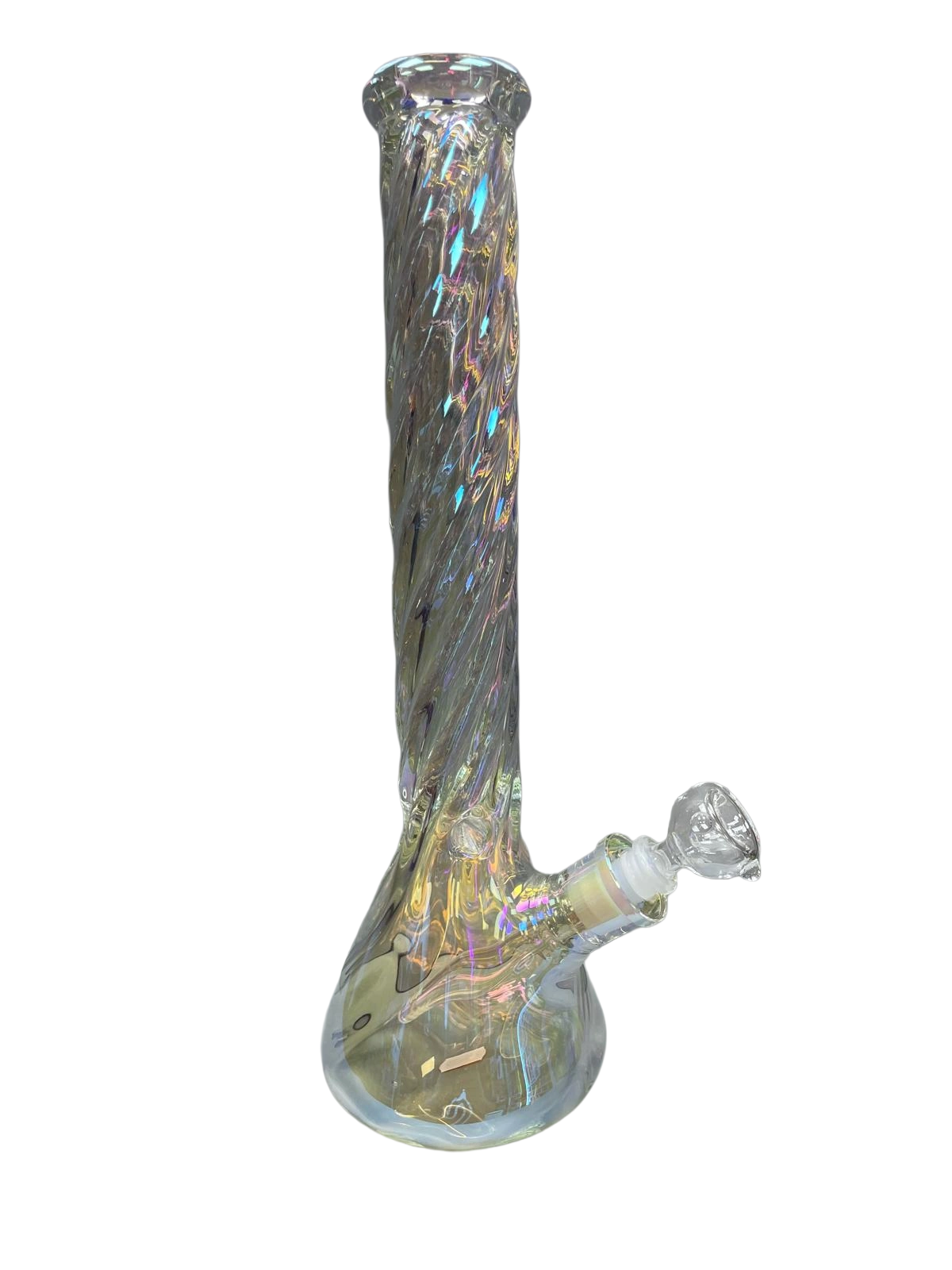 16" Holographic Rainbow Glass Water Pipe – 9mm Thick