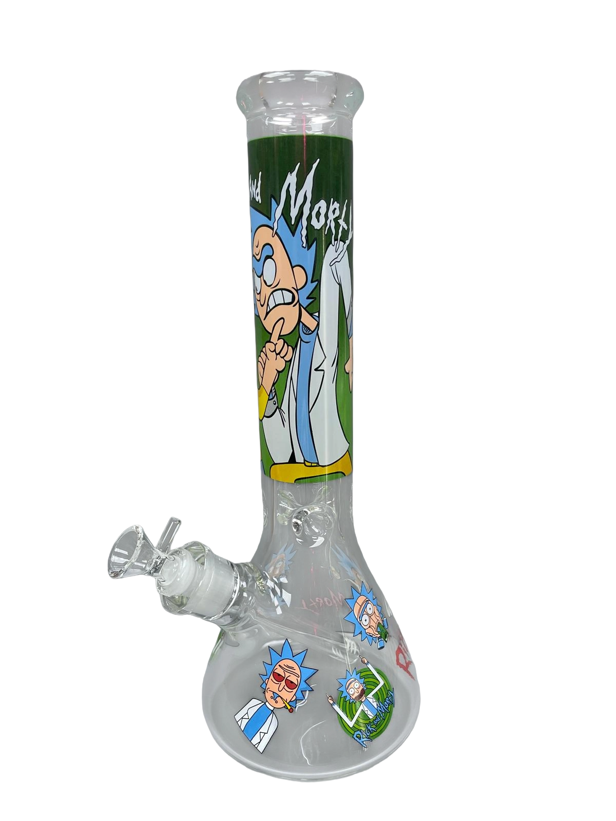 14" Rick and Morty Decal Glass Water Pipe