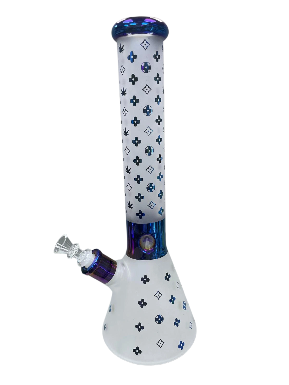 16" Sandblasted Electroplated Glass Water Pipe