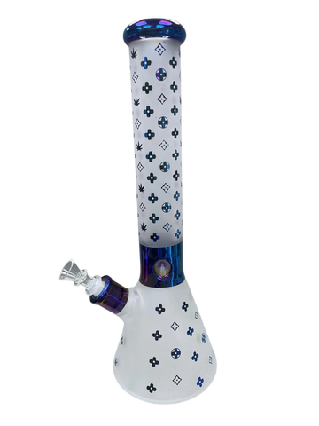 16" Sandblasted Electroplated Glass Water Pipe
